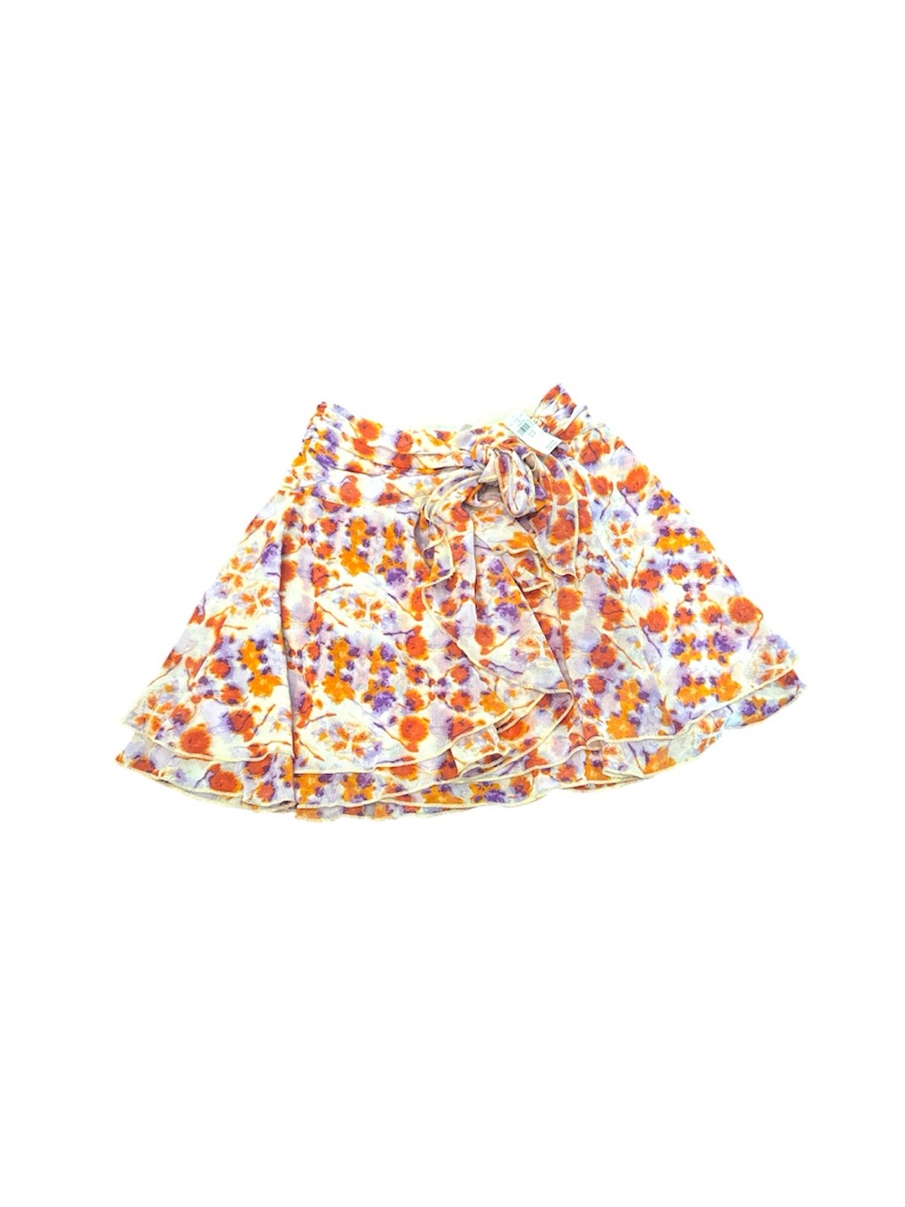 Aerie Women’s Orange & Purple Floral Wrap Ruffle Skirt with Tie size XS